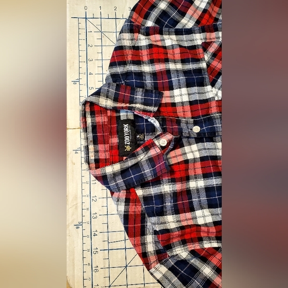 Zoo York Excelsior Red White Blue Plaid Button Down Long Sleeve Shirt Men Small - Picture 5 of 10